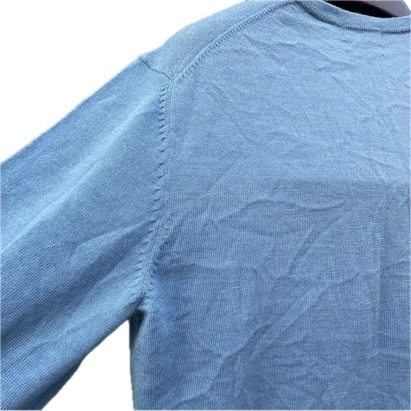 Calvin Klein Extra-Fine Merino Wool Sweater Baby Blue V-Neck NWT European Yarn L - Picture 9 of 15